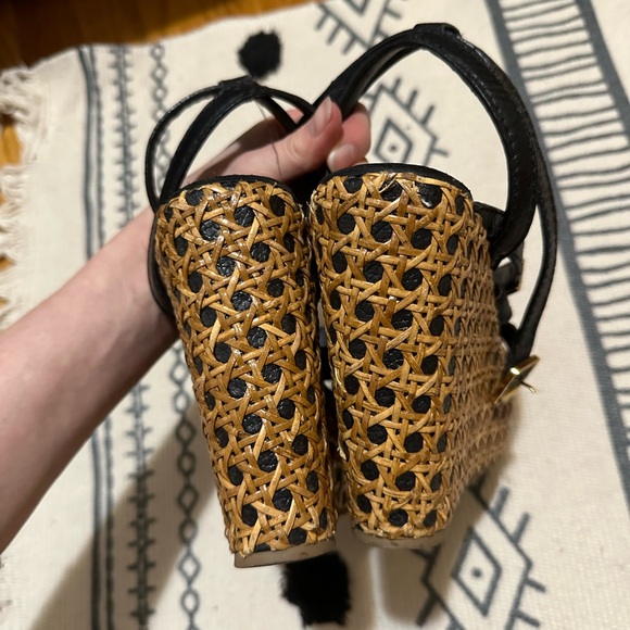 🥐 Tory Burch Dalcin Wicker Platform BOHO Leather Strappy Wedge Espadrilles - Picture 6 of 14